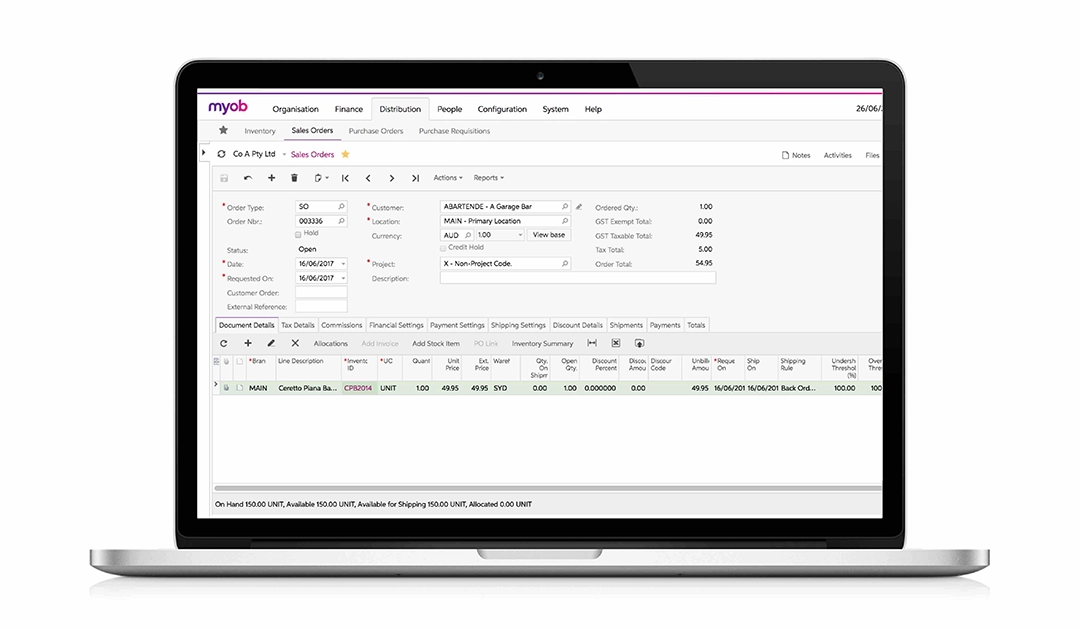 General Ledger Software Module in MYOB Acumatica